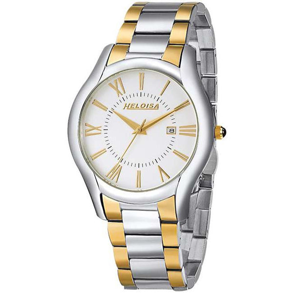 Dual Toned Stainless Steel White Round Dial Watch  For Men - Heloisa 76120225