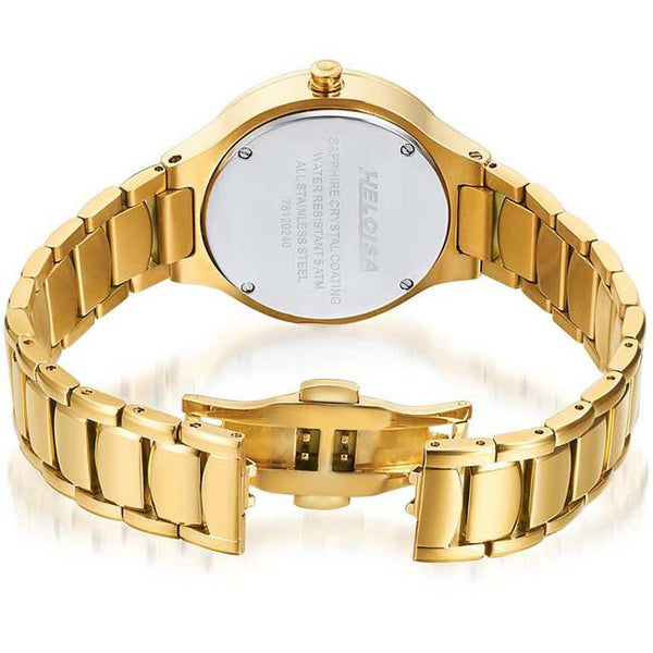 Gold Round Stainless Steel Case with White MOP Dial Watch For Women - Heloisa 76120240