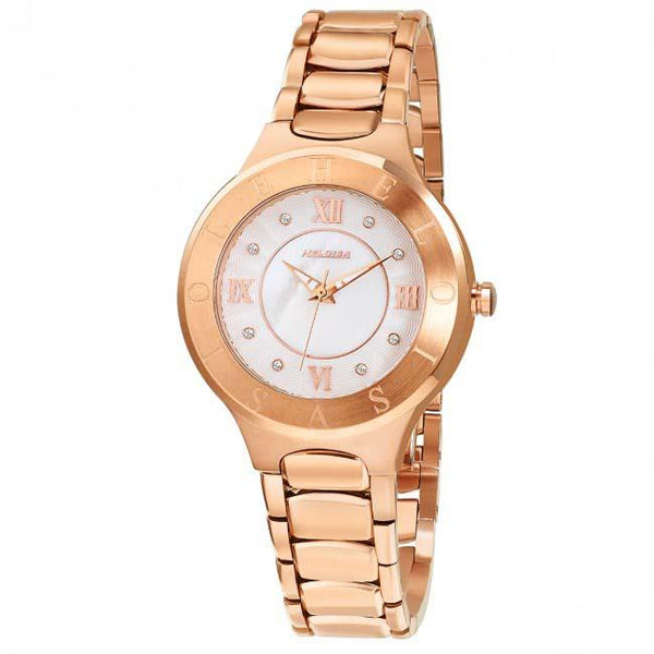 Rose Gold Round Stainless Steel Case with White MOP Dial Watch For Women - Heloisa 76120241