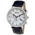 Black Leather with White Round Dial Silver Case Chronos Watch  For Men - Heloisa 76120242