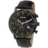 Black Leather with Black Round Dial Black Case Chronos Watch  For Men - Heloisa 76120242