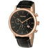 Black Leather with Black Round Dial Golden Rose Case Chronos Watch  For Men - Heloisa 76120245