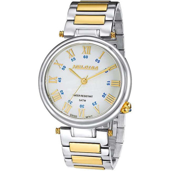 Dual Toned Stainless Steel White MOP Dialed Watch For Men - Heloisa 76120252