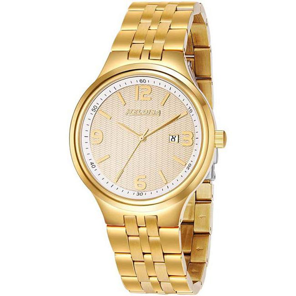 Golden Stainless Steel Gold Round Dial Watch  For Men - Heloisa 76120271