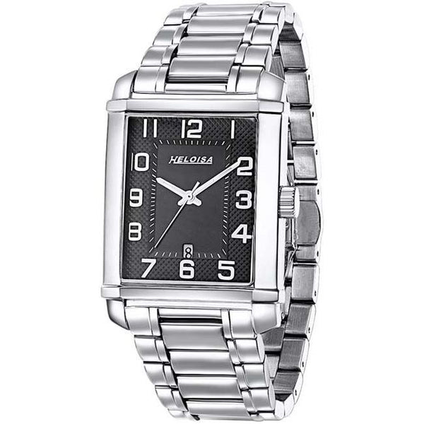 Stainless Steel with Black Dial Rectangular Case Watch For Men - Heloisa 76120277