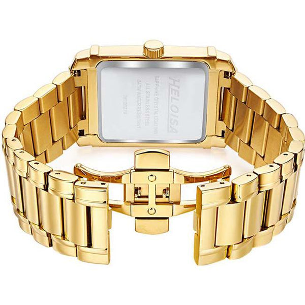 Golden Watch with Silver Dial Rectangular Case For Men - Heloisa 76120279