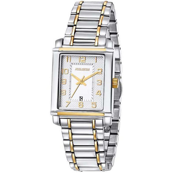 Dual Toned Stainless Steel with Silver Dial Rectangular Case Watch For Women - Heloisa 76120282