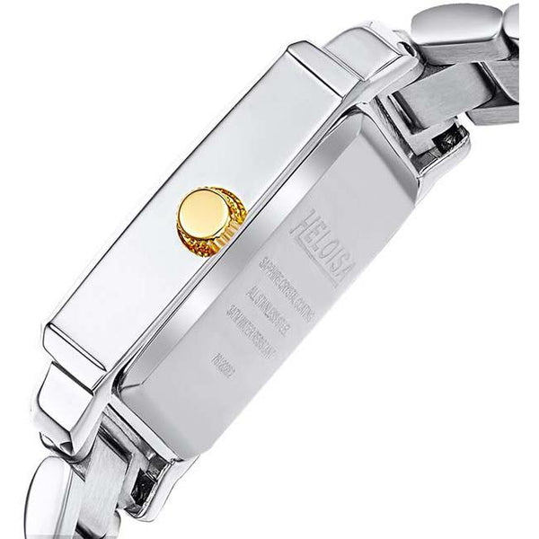 Dual Toned Stainless Steel with Silver Dial Rectangular Case Watch For Women - Heloisa 76120282