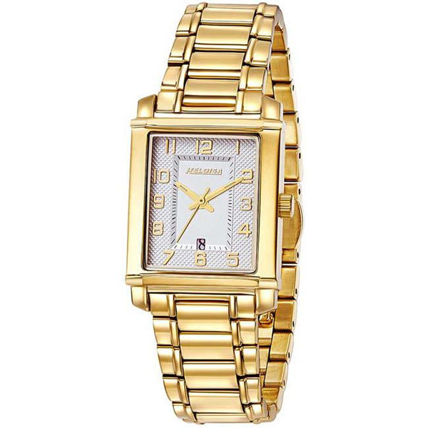 Golden Watch with Silver Dial Rectangular Case For Women - Heloisa 76120283