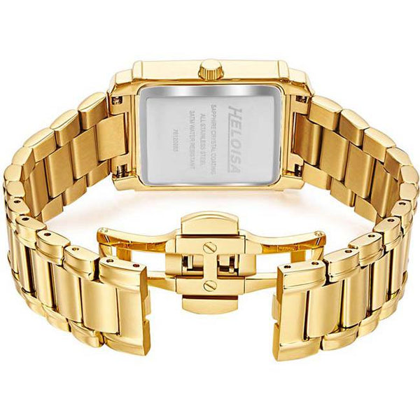 Golden Watch with Silver Dial Rectangular Case For Women - Heloisa 76120283