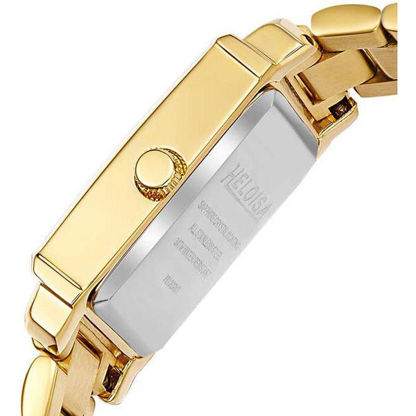 Golden Watch with Silver Dial Rectangular Case For Women - Heloisa 76120283