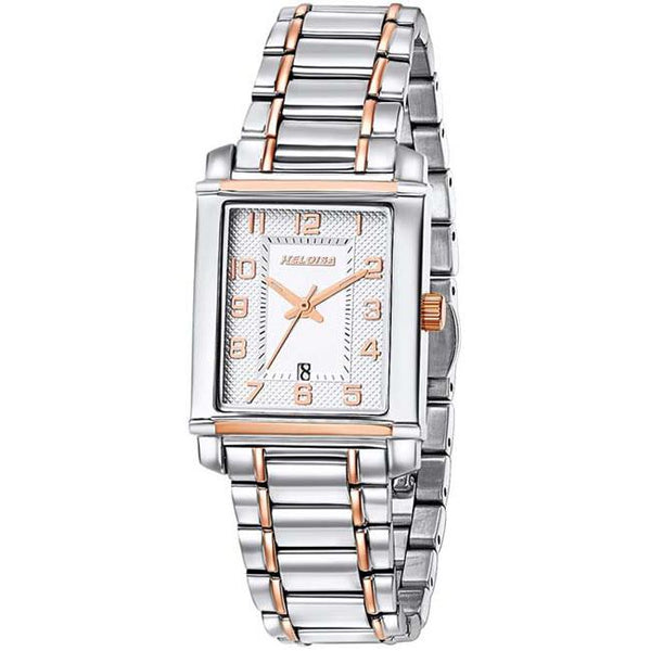 Dual Toned Stainless Steel with Silver Dial Rectangular Case Watch For Women - Heloisa 76120284