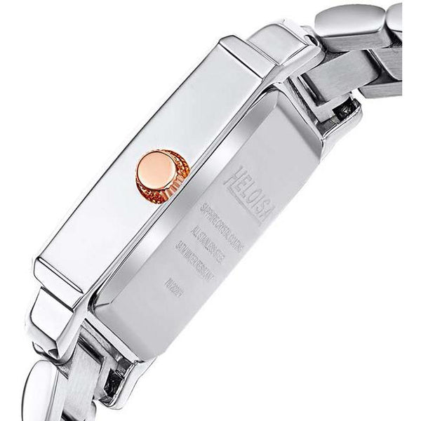 Dual Toned Stainless Steel with Silver Dial Rectangular Case Watch For Women - Heloisa 76120284