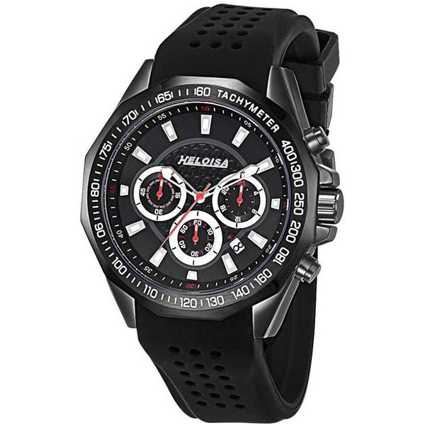 Black Rubber with Black Dial Sport Chronos Watch  For Men - Heloisa 76120291