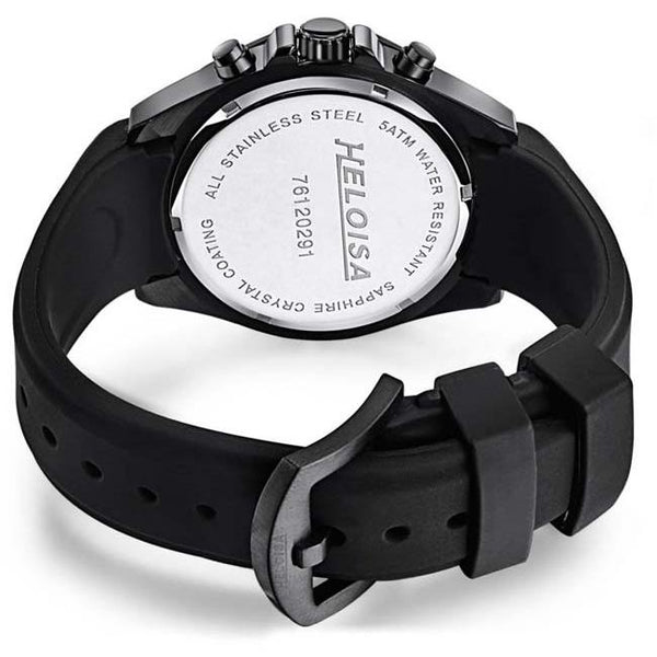 Black Rubber with Black Dial Sport Chronos Watch  For Men - Heloisa 76120291