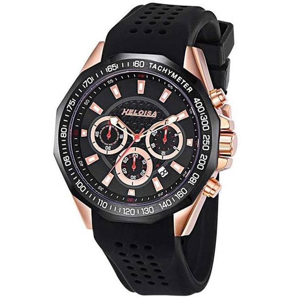 Black Rubber with Black Dial Sport Chronos Watch  For Men - Heloisa 76120292