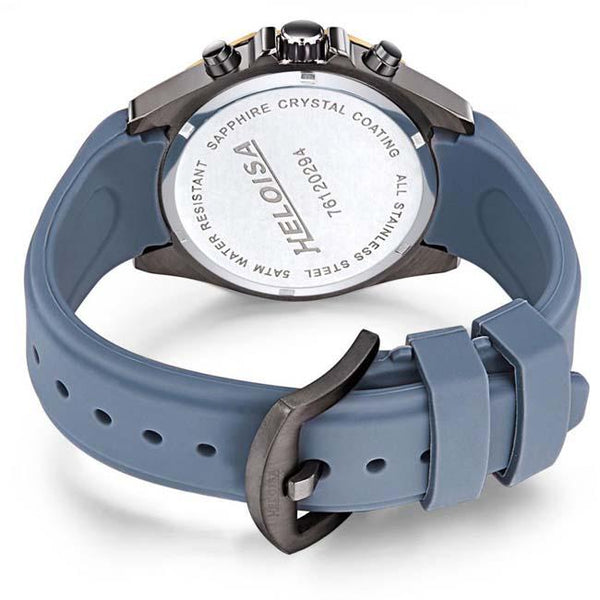 Grey Rubber with Grey Dial and Gun Plated Case with Golden Bezel Ring Sport Chronos Watch  For Men - Heloisa 76120294