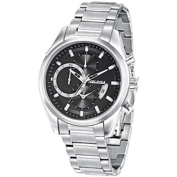 Stainless Steel with Black Dial Chronos Watch  For Men - Heloisa 76120295