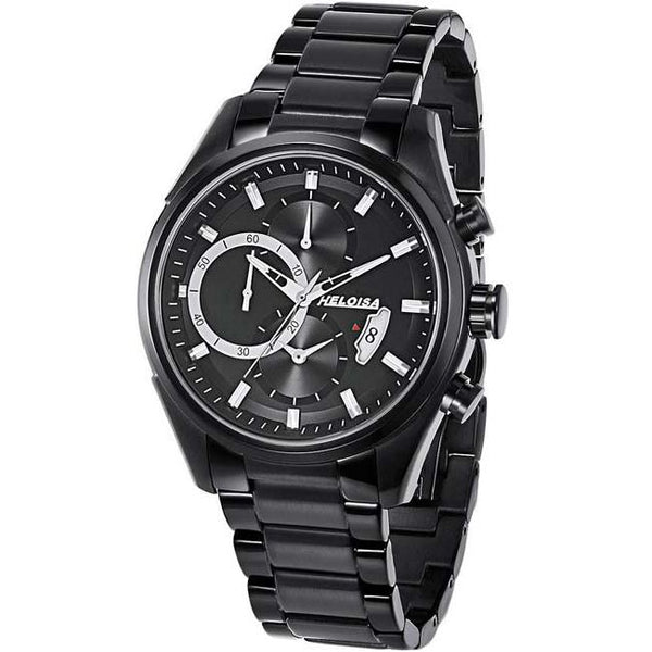 Black Stainless Steel with Black Dial Chronos Watch  For Men - Heloisa 76120297