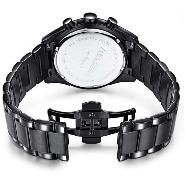 Black Stainless Steel with Black Dial Chronos Watch  For Men - Heloisa 76120297
