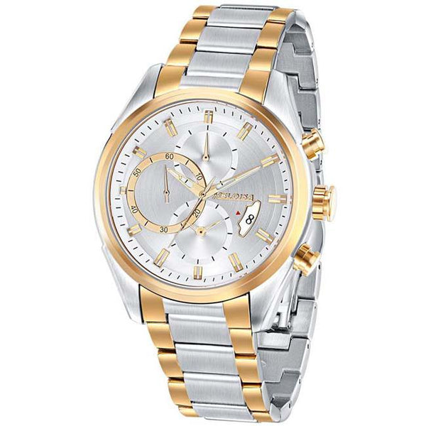 Dual Tone Stainless Steel with Black Dial Chronos Watch  For Men - Heloisa 76120299