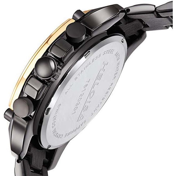 Dual Toned Stainless Steel with Black Dial Chronos Watch  For Men - Heloisa 76120301