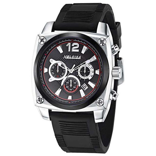 Black Rubber with Black Dial Sport Chronos Watch  For Men - Heloisa 76120322