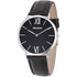 Black Leather Band with Black Dial Round Case Watch For Men - Heloisa 76120326