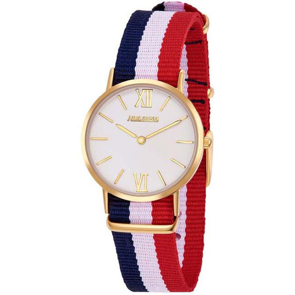 Nato Band with White Dial Round Golden Case Watch For Women - Heloisa 76120347