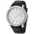 Black Leather Band and White Dial Round with Crystals Case Watch For Men - Heloisa 76120350