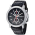 Black Leather Band and Black Dial Round with Crystals Case Chronograph Watch For Men - Heloisa 76120353