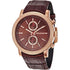 Brown Leather Band and Brown Dial Round with Crystals Golden Rose Case Chronograph Watch For Men - Heloisa 76120356